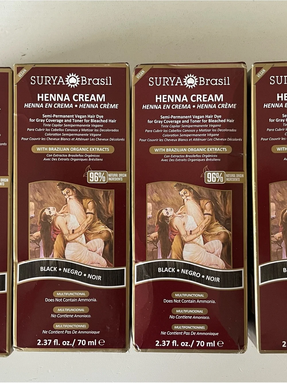 Surya Brasil Henna Cream Hair Dye - Black / 4-Pack